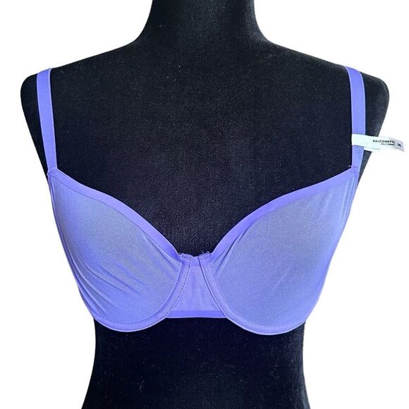 NWT Aerie 38C Smoothez Mesh Unlined Sheer Purple Balconette Bra - Picture 4 of 13